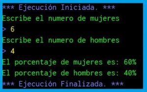 Algoritmo para calcular el porcentaje de hombres y mujeres