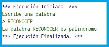 Algoritmo para determinar si una palabra es palindromo