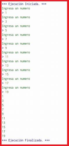 Algoritmo para llenar un arreglo con números impares