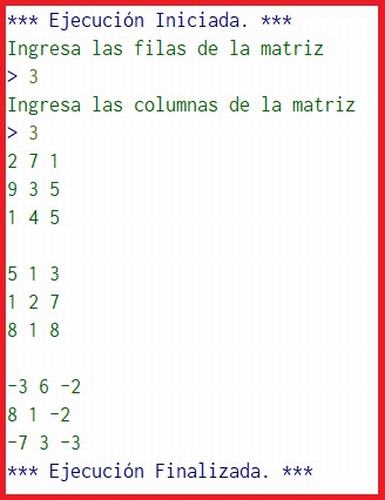 Algoritmo para restar dos matrices en pseint