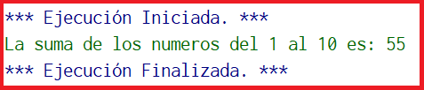 Algoritmo que sume los numeros del 1 al 10 pseint