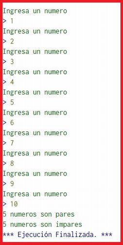 Contar los números pares e impares en un vector