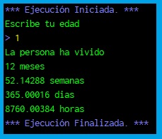 Determinar cuántos meses semanas días y horas ha vivido una persona