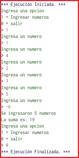 Determinar la suma y cantidad de números de una lista indefinida