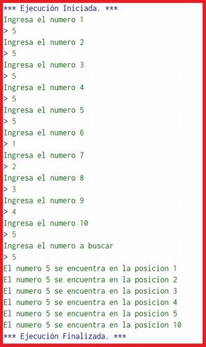 Escribir un programa que busque un número en un vector de 10 Posiciones e indique su posición