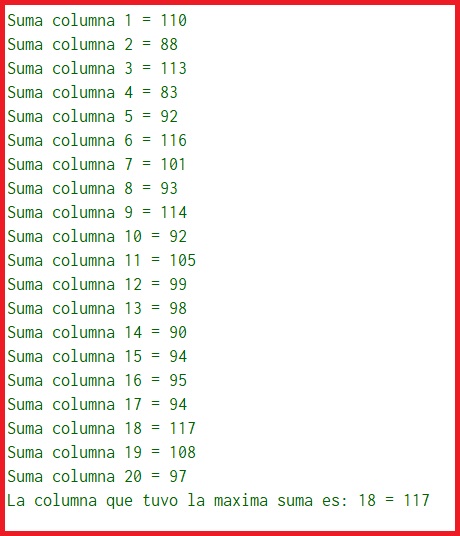 Hacer un algoritmo que llene una matriz de 20 * 20