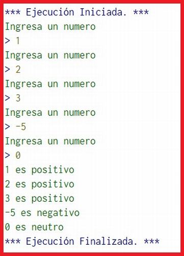 Ingresar 5 números en un vector indicar si son positivos o negativos