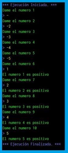 Leer 10 numeros e imprimir solamente numeros positivos