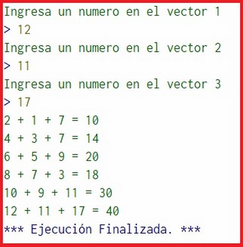 Realizar un algoritmo que cargue y sume la siguiente serie de números