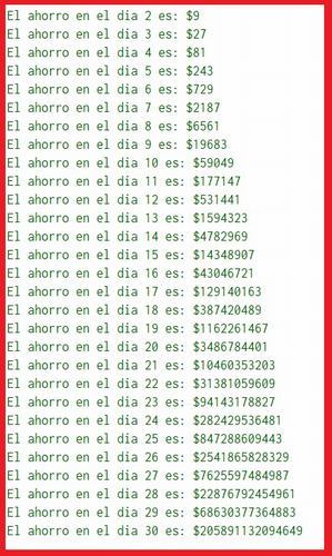 se requiere un algoritmo para determinar cuanto ahorra una persona