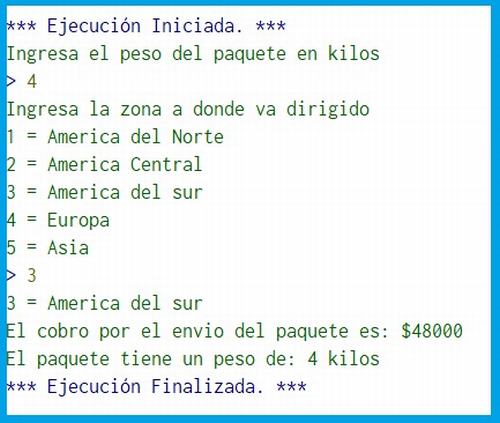 una compañia de paqueteria internacional tiene servicio en algunos paises